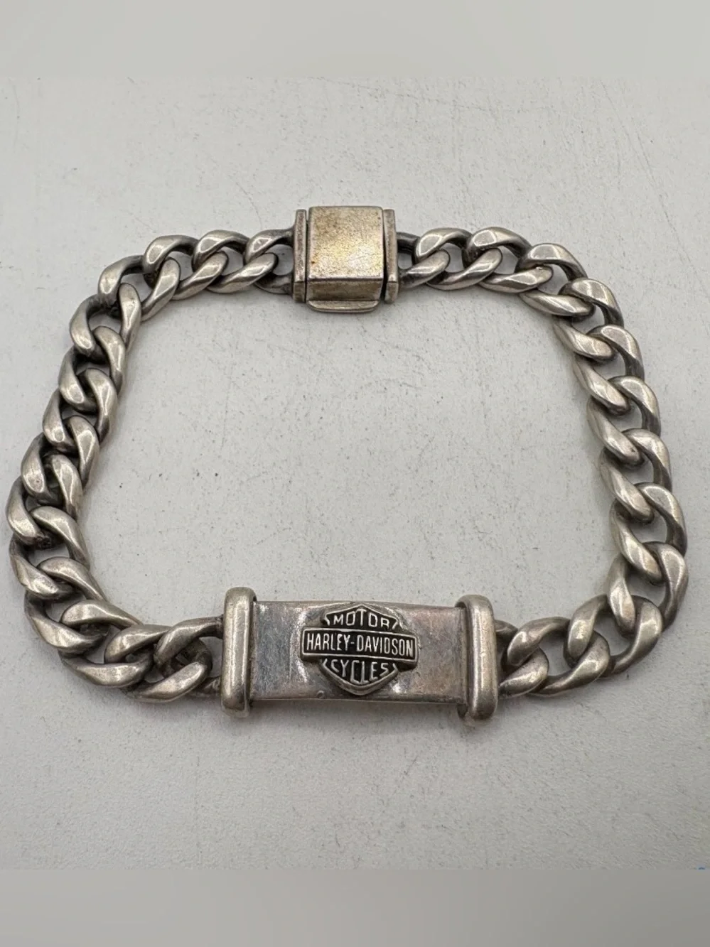Vintage Sterling Silver Harley-Davidson Curb Link Bracelet 27G RARE